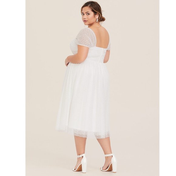 Ivory Dot Mesh Midi Skater Dress (NWT, Size 12) - Picture 2 of 7